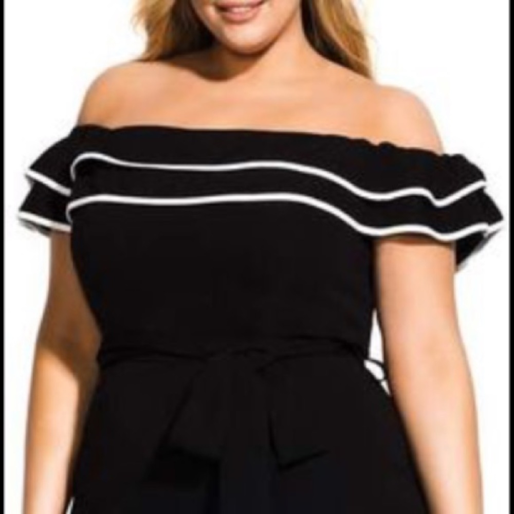 City Chic Off-the-Shoulder Wide-Leg Jumpsuit - Picture 3 of 7